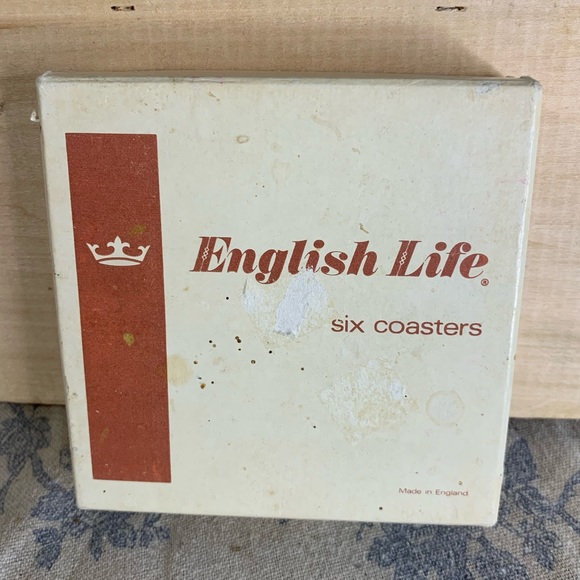 VTG Set of 6 English Life Cork Floral Coasters Made in England in Box - Picture 9 of 9